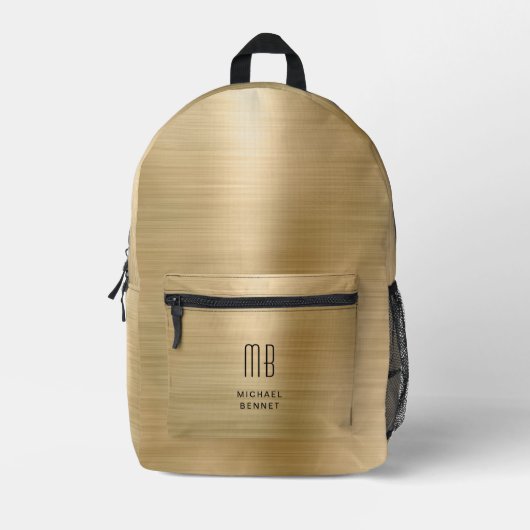 Moderne Monogram Goud Bedrukte Rugzak (Voorkant)
