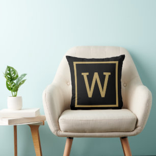 Moderne monogram goud en zwart kussen