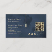 Moderne Monogram Goud Navyblauw Visitekaartje (Achterkant)