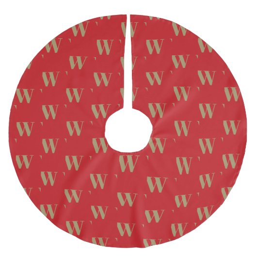 Moderne monogram goud rood initiaal letter kerstboom rok (Voorkant)