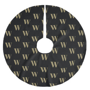 Moderne monogram goud zwart, aangepaste initiaal l kerstboom rok