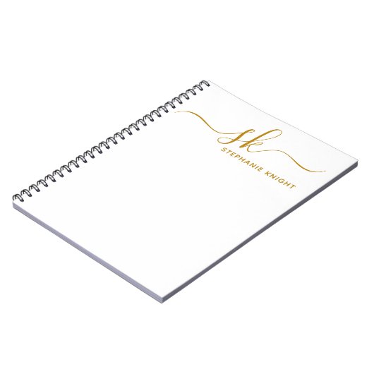 Moderne Monogram Gouden Script Calligrafie Maatwer Notitieboek (Linkerzijde)