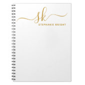 Moderne Monogram Gouden Script Calligrafie Maatwer Notitieboek (Voorkant)