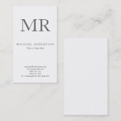 Moderne monogram grijs witte minimumplaat visitekaartje (Voorkant / Achterkant)