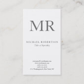 Moderne monogram grijs witte minimumplaat visitekaartje (Voorkant)