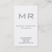 Moderne monogram grijs witte minimumplaat visitekaartje (Voorkant)