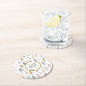 Moderne monogram, grillige winterbomen ronde kartonnen onderzetter (Insitu)