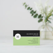Moderne monogram groen en zwart, met één stem visitekaartje (Staand voorkant)