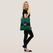 Moderne Monogram Groen Geruit  Tote Bag (Op model)
