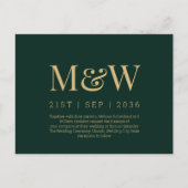 Moderne Monogram Groen Goud Bruiloft Uitnodiging (Voorkant)