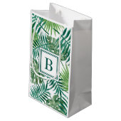 Moderne Monogram Groene Botanische Palmbladeren Klein Cadeauzakje (Achterkant Gekanteld)