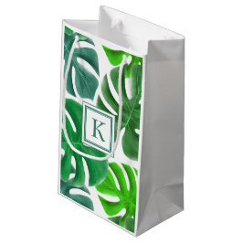 Moderne Monogram Groene Botanische Palmbladeren Klein Cadeauzakje
