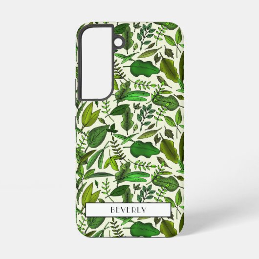Moderne Monogram Groene Botanische Samsung Galaxy Hoesje (Achterkant)