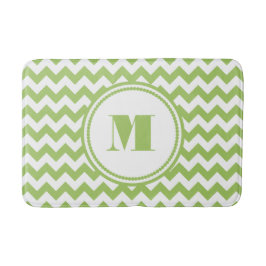 Moderne Monogram Groene Chevron Strepen Badmat