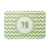 Moderne Monogram Groene Chevron Stripes Badmat (Voorkant)