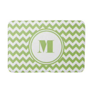 Moderne Monogram Groene Chevron Stripes Badmat