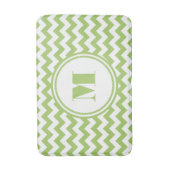 Moderne Monogram Groene Chevron Stripes Badmat (Voorkant Verticaal)