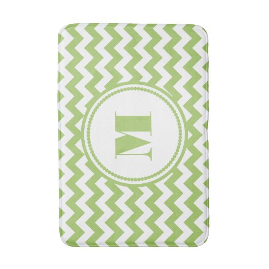 Moderne Monogram Groene Chevron Stripes Badmat (Voorkant Verticaal)
