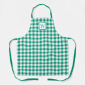 Moderne Monogram Groene Geruite Stof Schort (Voorkant)