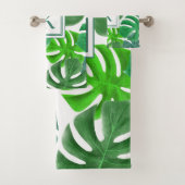 Moderne Monogram Groene Palmbladeren Bad Handdoek (Insitu)