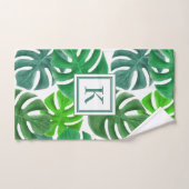 Moderne Monogram Groene Palmbladeren Bad Handdoek (Handdoek)