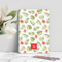 Moderne Monogram Groene Palmbladeren