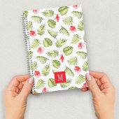 Moderne Monogram Groene Palmbladeren Notitieboek
