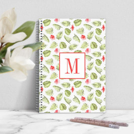Moderne Monogram Groene Palmbladeren Notitieboek