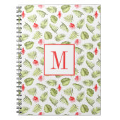 Moderne Monogram Groene Palmbladeren Notitieboek (Voorkant)