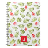 Moderne Monogram Groene Palmbladeren Notitieboek (Voorkant)