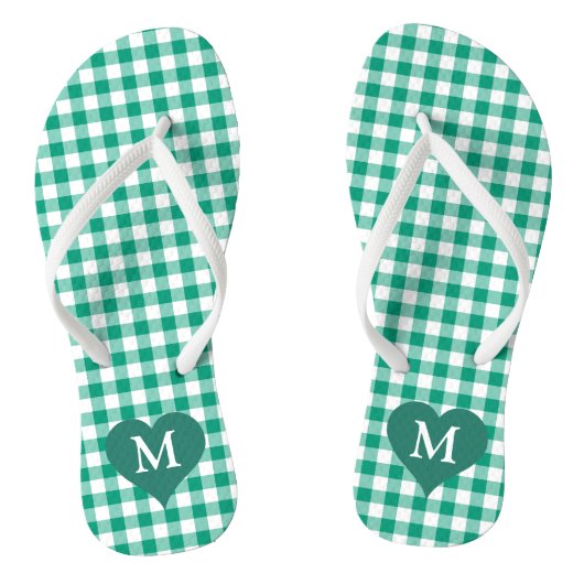 Moderne Monogram Groene Ruiten Teenslippers (Voetbed)