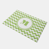 Moderne Monogram Groene Strepen Deurmat (Schuin)