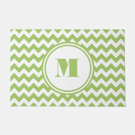 Moderne Monogram Groene Strepen Deurmat (Voorkant)