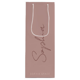 Moderne Monogram Handgeschreven Schrift Stof Roze Wijn Cadeautas
