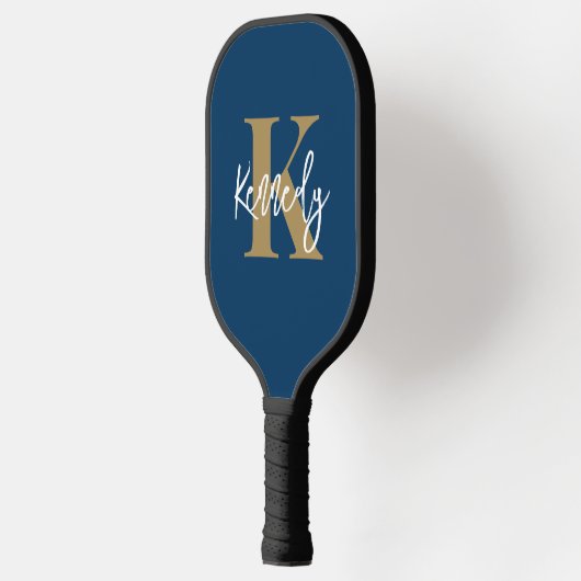 Moderne monogram handschrift Naam Aangepaste kleur Pickleball Paddle (Links)
