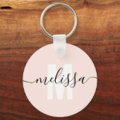Moderne Monogram handschrift Script Name Simple Sleutelhanger (Voorkant)