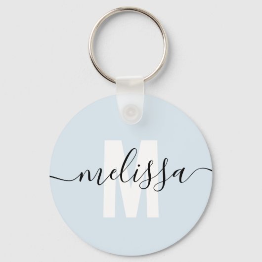 Moderne Monogram handschrift Script Name Simple Sleutelhanger (Voorkant)