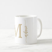 Moderne Monogram Handtekening met brieftrede Gold  Koffiemok (Voorkant rechts)