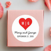 Moderne Monogram Hart Custom Trouw Save The Date Ronde Sticker