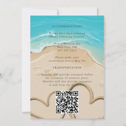 Moderne Monogram Harten in de Zandbruiloft Kaart (Achterkant)