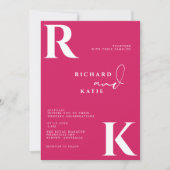 Moderne Monogram Heldere Bold Roze Foto Kaart (Voorkant)
