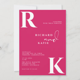 Moderne Monogram Heldere Bold Roze Foto Kaart