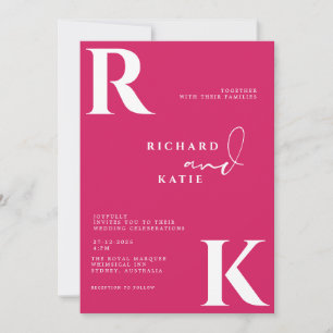 Moderne Monogram Heldere Bold Roze Foto Kaart