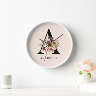 Moderne Monogram Herbst  Herfst Waterverf Bloemen 