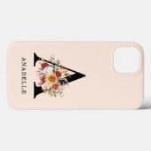 Moderne Monogram Herfst Herfst Waterverf Bloemen Case-Mate iPhone Case (Achterkant (horizontaal))