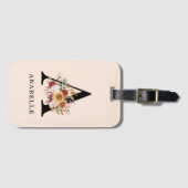 Moderne Monogram Herfst Waterverf Bloemen Bagagelabel (Voorkant (horizontaal))