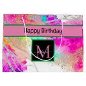 Moderne Monogram Holografische Verjaardag Groot Cadeauzakje (Achterkant)