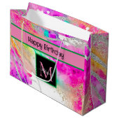 Moderne Monogram Holografische Verjaardag Groot Cadeauzakje (Voorkant Gekanteld)