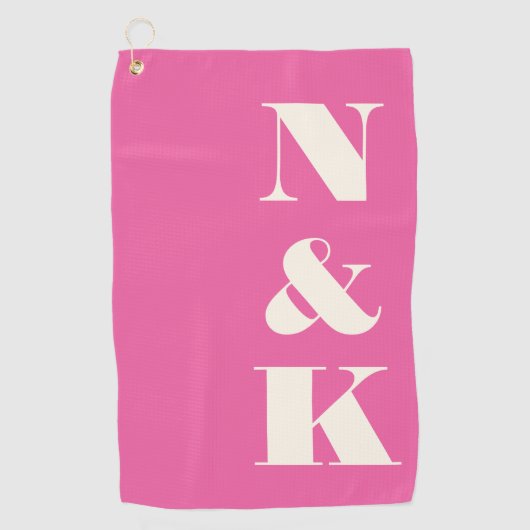 Moderne Monogram Hot Roze Douane Bruidsfeest Golfhanddoek (Voorkant)