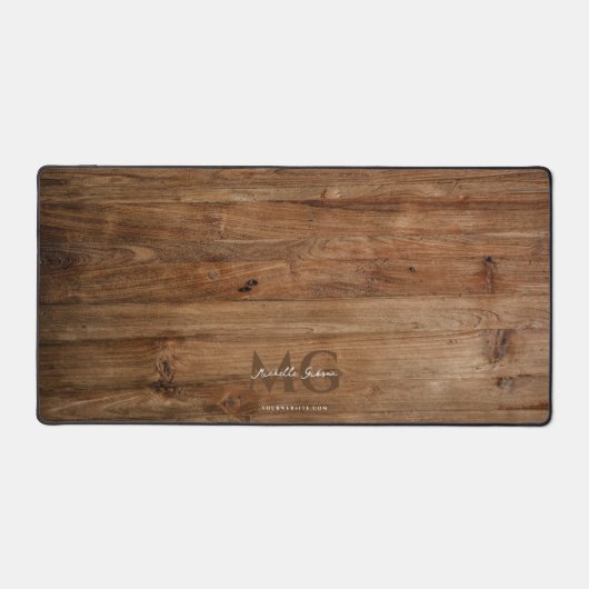 Moderne Monogram Houten Initialen Professioneel Bureaumat (Voorkant)